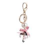 LRXIYODE Porte-clés Forme De Parapluie Avec Nœud Satin Et Perles Accessoire Décoratif Pour Sacs à Main Et Clés Parfait Pour Femmes Et