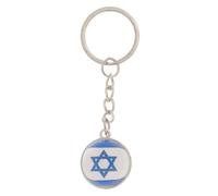 LRXIYODE Porte-clés Israël Double Face Métal avec Globe Verre Pendentif Suspendu Décoratif pour Clés Sac à Dos et Accessoires