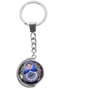 LRXIYODE Porte-clés Matryoshka Rotatif Alliage de Zinc Pendentif Double Face avec Cristal Charm Bijou Délicat pour Sac et Clé Cadeau Pratique et Original