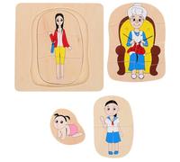 LRXIYODE Puzzle en Bois Multicouches Montessori pour Garçon et Filles Jeu Éducatif d'Anatomie Humaine Illustrations Cartoon Puzzle d'Éveil Pédagogique pour Apprentissage Progressif et