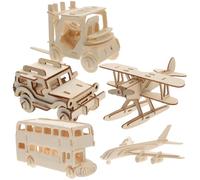 LRXIYODE Puzzle Maquette Bois 5 Pièces pour Garçon et Filles en Bois Naturel Kaki, Éducatif pour Développer la Perception Dimensionnelle la Cognition, pour Bureau ou Étagère