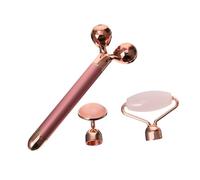 LRXIYODE Rouleau Facial en Jade Électrique Taille Éclat Naturel Femmes Usage Quotidien Massage Visage Bâton Vibrant Rose Doré
