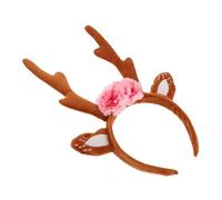 LRXIYODE Serre-tête de Renne pour Femme Couronne de Fleurs Bandeau pour Cheveux Coiffe Motif Corne de Cerf de Noël