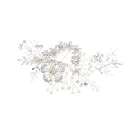 LRXIYODE Serre-tête Mariée Argenté Strass Perles Artificielles Pinces Élégantes Accessoires Cheveux Mariage Cérémonie