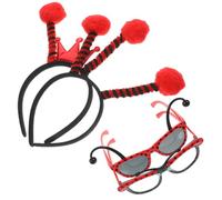 LRXIYODE Set Bandeau Serrage-tête Rouge en Plastique Ladybug Lunettes, Accessoire de Costume Cosplay Léger et Confortable pour Fête Déguisée Femme