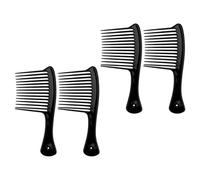 LRXIYODE Set de 4 Peignes à Dents Larges en Plastique Noir Résistants la Chaleur pour Coiffure Professionnelle et Soins du Cuir Chevelu Bureau Voiture