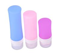 LRXIYODE Set de Bouteilles de Voyage Silicone Souple Flacons Cosmétiques Faciles à Presser pour Lotions et Huiles Kit Voyage Femme avec Pochette PVC Rose Bleu