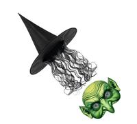 LRXIYODE Set de Déguisement Halloween avec Perruque Chapeau Décoratif et Masque pour Soirée Costumée Femme Accessoire pour Fête et Cosplay