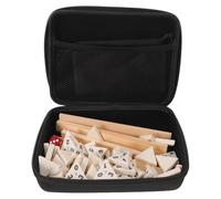 LRXIYODE Set de Dominos Triangulaires Bois avec Support et Étui de Voyage Jeu de Stratégie Portable pour Garçon Fille et Adultes Rack Dominoe Holder pour Famille et Loisirs