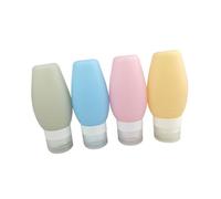 LRXIYODE Set de Flacons de Voyage Silicone Étanches pour Shampooing Après Shampoing Lotion et Produits de Toilette Accessoires de Voyage Pratiques Bleu Pêche Vert et Abricot