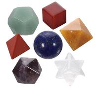 LRXIYODE Solides Platoniciens Incluant Étoile Merkaba Ensemble de 7 en Cristal Naturel pour Contemplation et Thérapie, Formes Géométriques Variées pour Noël