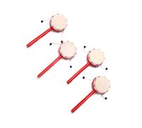 LRXIYODE Tambour à Secouer Jouets D'instruments de Musique Traditionnels 2pcs pour Bébé pour Éveil et Coordination Main-œil en Bois Rouge Peau de Mouton