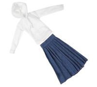 LRXIYODE Vêtements Poupée Bjd Miniatures Blanc et Jupe Plissée Bleue Tenue Confortable et Résistante pour Poupées