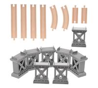 LRXIYODE Voies Ferrées Bois avec Pont et Piliers Accessoires Ludiques Incurvés pour Garçon Fille Jeu de Circuit Train Créatif pour Interaction Familiale et Amusement Partagé