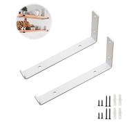 LRYELWA 2 Pcs Supports d'étagère Flottants,Equerre Etagere Murale,Équerres Étagère Robuste,Support d'étagère à 90 degrés Support Mural pour Salon Chambre Bibliothèque,Avec Vis (30cm,Blanc)
