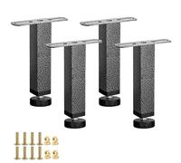 LRYELWA 4 Pcs Pieds pour Sommier à Lattes,Pied de Lit Robuste Réglable,Pieds de Lit à Visser en Forme de T,Pattes de Support de Lit sans Perçage pour Le Cadre Central,avec Vis (18cm-20cm,Noir Mat)