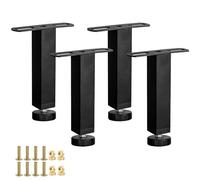 LRYELWA 4 Pcs Pieds pour Sommier à Lattes,Pied de Lit Robuste Réglable,Pieds de Lit à Visser en Forme de T,Pattes de Support de Lit sans Perçage pour Le Cadre Central,avec Vis (25cm-27cm,Noir)