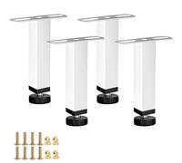 LRYELWA 4 Pcs Pieds pour Sommier à Lattes,Pied de Lit Robuste Réglable,Pieds de Lit à Visser en Forme de T,Pattes de Support de Lit sans Perçage pour Le Cadre Central,avec Vis (30cm-32cm,Blanc)