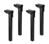 LRYELWA 4 Pièces Pieds de Table Pliants Métal,Charnières Autobloquantes Pieds de Meuble Portable Pratiques Pattes de Bureau de Remplacement pour Table à Manger,avec Vis,Noir (40cm)