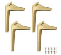 LRYELWA Lot de 4 Pieds de Meubles Charge Jusqu'à 600 KG,Pieds de Table en Métal en Forme de Triangle,Pattes de Support de Canapé,pour Placard,Tables Basses,Armoires,avec Vis (18cm,Or)