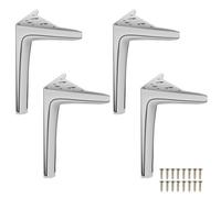 LRYELWA Lot de 4 Pieds de Meubles Charge Jusqu'à 600 KG,Pieds de Table en Métal en Forme de Triangle,Pattes de Support de Canapé,pour Placard,Tables Basses,Armoires,avec Vis (20cm,Argent)