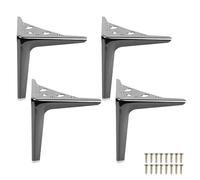 LRYELWA Lot de 4 Pieds de Meubles Charge Jusqu'à 600 KG,Pieds de Table en Métal en Forme de Triangle,Pattes de Support de Canapé,pour Placard,Tables Basses,Armoires,avec Vis (18cm,Noir Brillant)