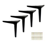 LRYELWA Lot de 4 Pieds de Meubles en Métal,Pattes de Table en Forme de Triangle,Jambes de Support pour Placard,Canapé,Table Basse,Meuble TV,Table de Nuit,Armoire,avec Vis (15cm,Noir)