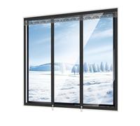 LRYELWA Rideau Isolant pour Fenêtre en Hiver,Kit de Film D'isolation Thermique pour Fenêtre,Anti Froid,Couverture Transparent Coupe-vent Imperméable,avec Bande Auto-adhésif (170x180cm,Noir)