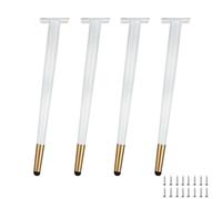 LRYELWA Set de 4 Pieds de Meubles de Cône Oblique,Pieds de Table Réglables,Jambes de Canapé Pattes de Support en Fixation en Métal pour Meubles Chaise Bureau Armoire,Avec Vis (30cm,Blanc + Or)