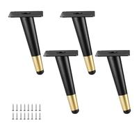 LRYELWA Set de 4 Pieds de Meubles de Cône Oblique,Pieds de Table Réglables,Jambes de Canapé Pattes de Support en Fixation en Métal pour Meubles Chaise Bureau Armoire,Avec Vis (72cm,Noir + Or)