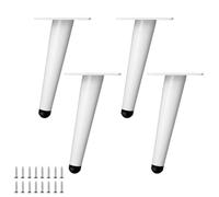 LRYELWA Set de 4 Pieds de Meubles de Cône Oblique,Pieds de Table Réglables,Jambes de Canapé Pattes de Support en Fixation en Métal pour Meubles Chaise Bureau Armoire,Avec Vis (75cm,Blanc)