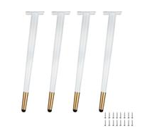 LRYELWA Set de 4 Pieds de Meubles de Cône Oblique,Pieds de Table Réglables,Jambes de Canapé Pattes de Support en Fixation en Métal pour Meubles Chaise Bureau Armoire,Avec Vis (35cm,Blanc + Or)