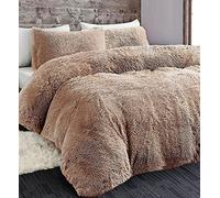 LS Home Laura Secret - Parure de lit en fausse fourrure à poils longs avec housse de couette et taie d'oreiller (vison, 2 places)
