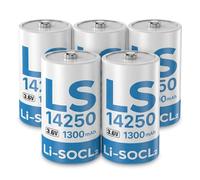 LS14250 Lot de 5 piles au lithium non rechargeables ER14250 3,6 V 1/2AA 1300 mAh pour compteurs d'eau, compteurs électriques, instruments médicaux, appareils etc