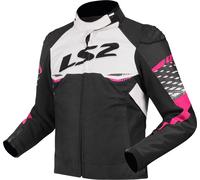 LS2 Apex imperméable dames moto textile veste, noir-blanc-rose, taille L pour femmes