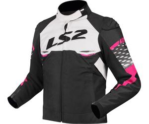 LS2 Apex imperméable dames moto textile veste, noir-blanc-rose, taille S pour femmes