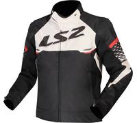 LS2 Apex Veste textile de moto imperméable, Noir/Blanc/Rouge, Taille 3XL