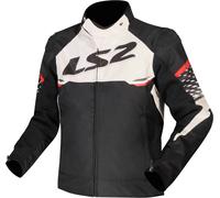 LS2 Apex Veste textile de moto imperméable, Noir/Blanc/Rouge, Taille L