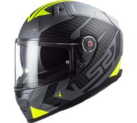 LS2, Casque Moto Intégral Vector II Splitter Matt Titanium H-V Yellow, 4XL