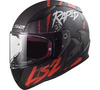 LS2, Casque intégral Moto Rapid Raven Mat Black White Red, S