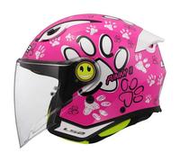 LS2 Helmets Casque jet OF622 Funny II Paws Enfants Rose Taille S