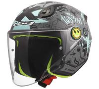 LS2, Casque Moto Jet Enfant FUNNY II SCRIBBLE Grey Blue, L