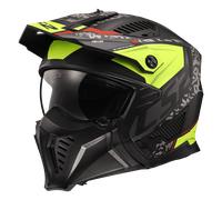 LS2, Casque Moto Jet Modulable DRIFTER DEVOR Matt Black H-V Yellow, S