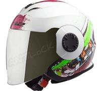 LS2 CASQUE JET VERSO OF570 SPRING AVEC VISIÈRE MIROIR IRIDIUM - S - VERSO OF570 - SPR BLANC ROSE VMI