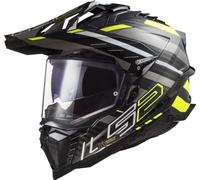 LS2, Casque Moto Cross EXPLORER CARBON EDGE Black H-V Yellow Titanium, XL