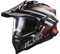 LS2, Casque Moto Cross Explorer Carbon Edge Black Orange White, XL