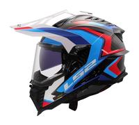 LS2, Casque Moto Cross Explorer Carbon Frontier II Gloss White Blue, L