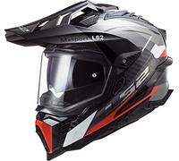 LS2, Casque Moto Cross Explorer Carbon Frontier Titanium Red, M