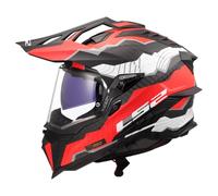 LS2, Casque Moto Cross Explorer Carbon Trick White Red, S