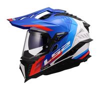 LS2 Helmets – Casque d'aventure MX701 Explorer Hexa – Blanc/Bleu/Rouge – XXL